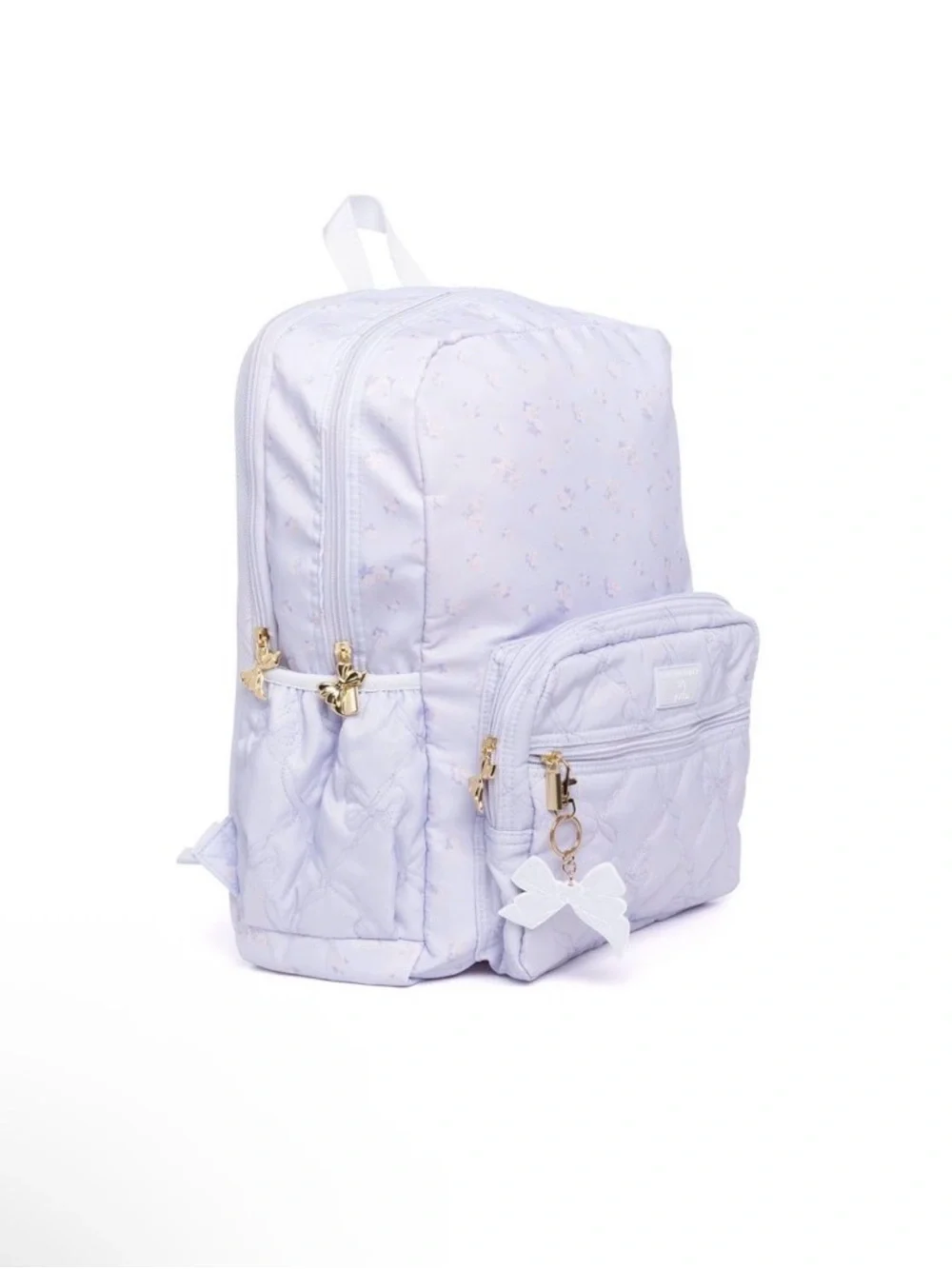 LoveShackFancy Lavender Quilted Kids Backpack with Bow Charm